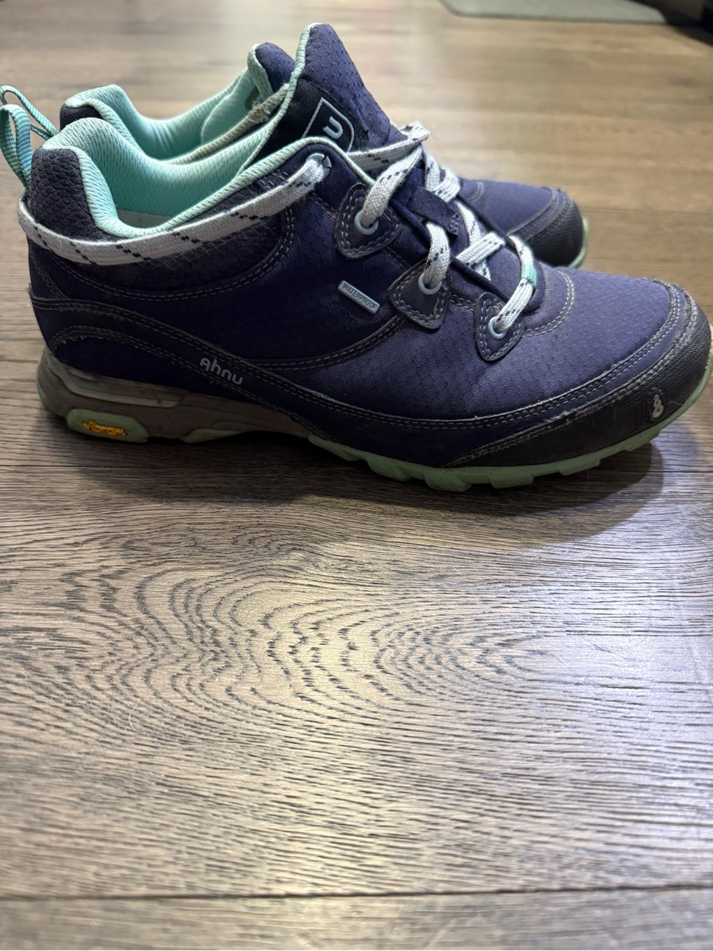Ahnu Navy Blue Outdoor Hiking Shoes with Mint Lining